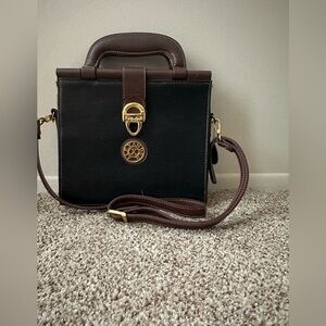 Alexander Vintage Black And Brown Top Handle Crossbody Classic Leather Bag